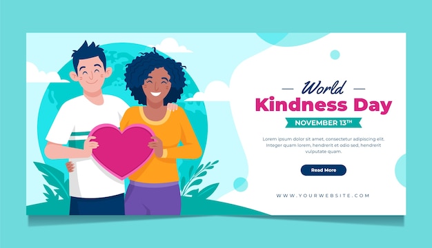 Free vector hand drawn world kindness day horizontal banner template