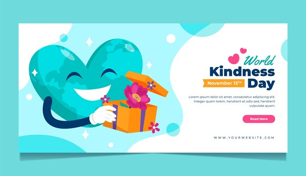 Hand drawn world kindness day horizontal banner template