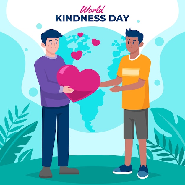 Бесплатное векторное изображение Нарисованная рукой иллюстрация всемирного дня доброты