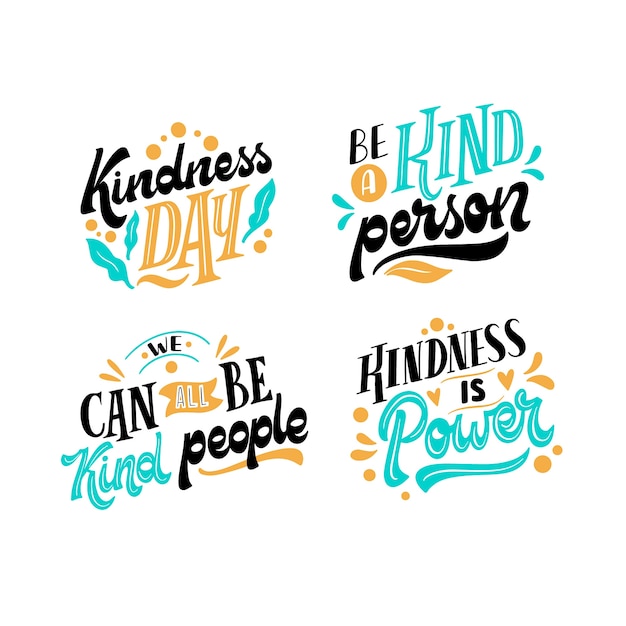 Hand drawn world kindness day lettering collection