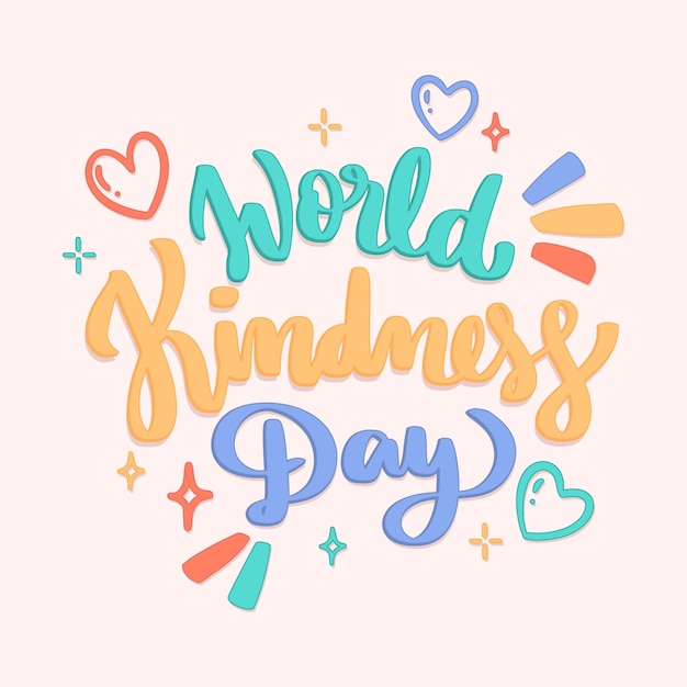 Бесплатное векторное изображение Нарисованная рукой коллекция надписей всемирного дня доброты