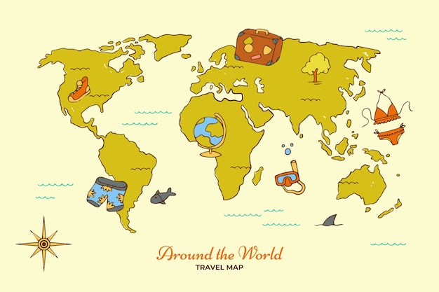 Free vector hand drawn world map illustration