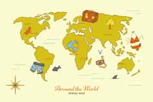 Free vector hand drawn world map illustration