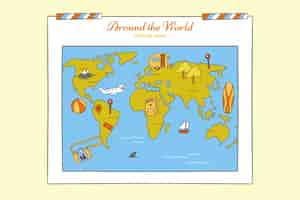 Free vector hand drawn world map illustration