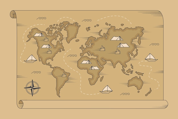Нарисованная рукой иллюстрация карты мира