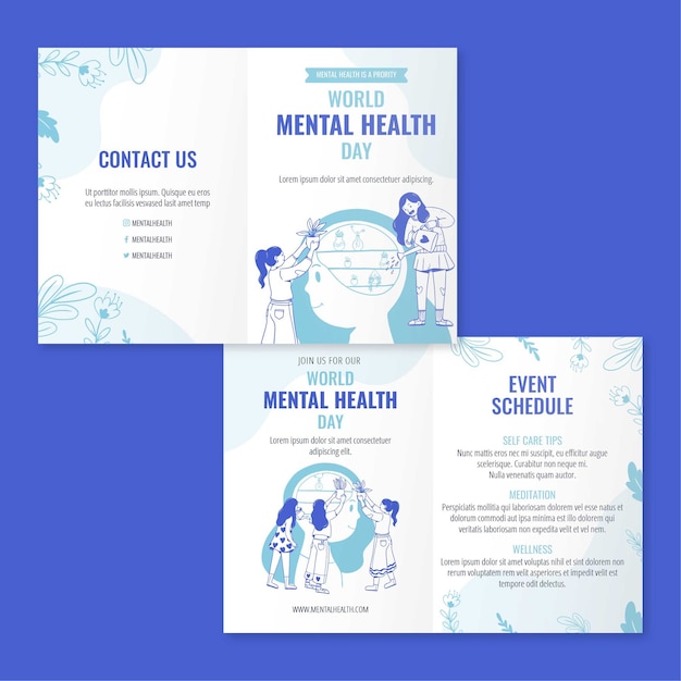 Hand drawn world mental health day brochure template