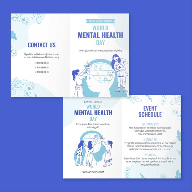 Hand drawn world mental health day brochure template