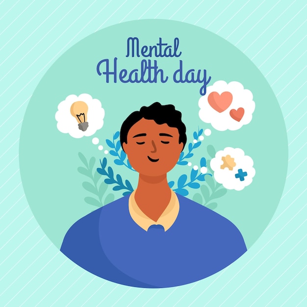 Free vector hand drawn world mental health day with man