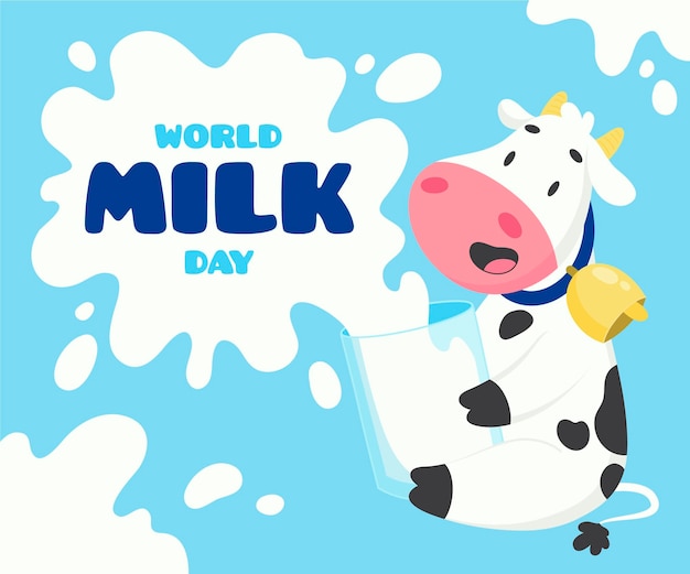 手描きの世界のミルクの日のイラスト