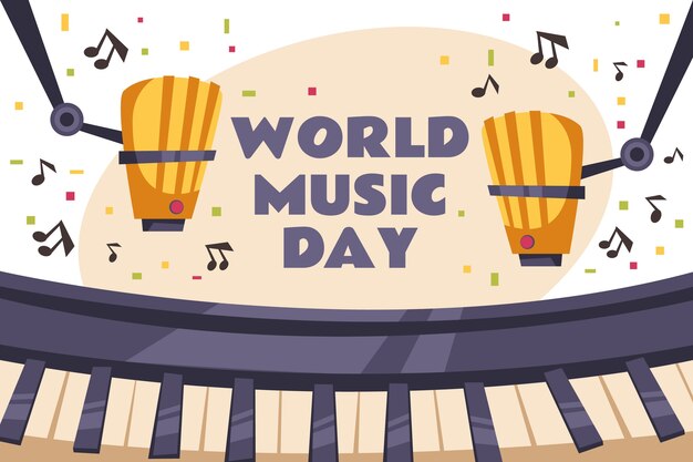 Hand drawn world music day background