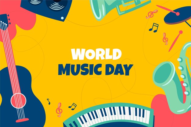 Hand drawn world music day celebration background