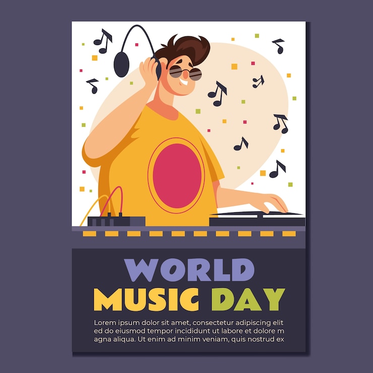 Free Vector hand drawn world music day template