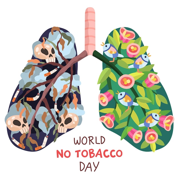 Illustrazione disegnata a mano della giornata mondiale senza tabacco