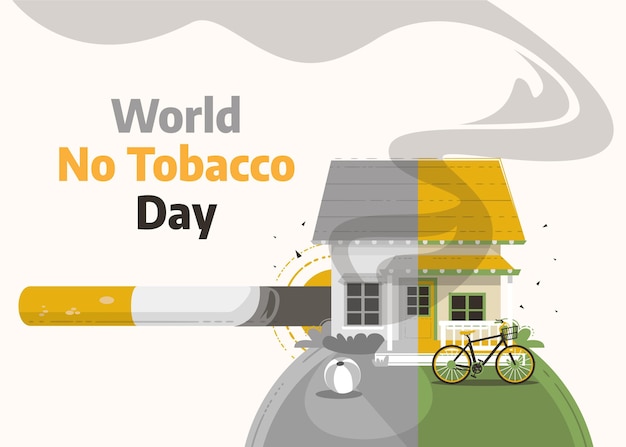 Hand drawn world no tobacco day illustration