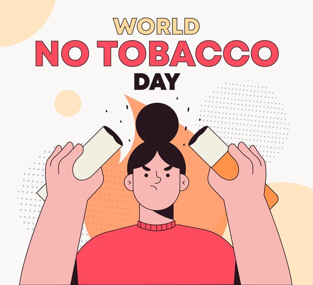 Hand drawn world no tobacco day illustration