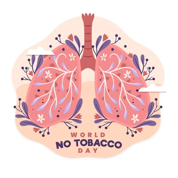 Hand drawn world no tobacco day illustration