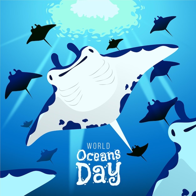 Hand drawn world oceans day background