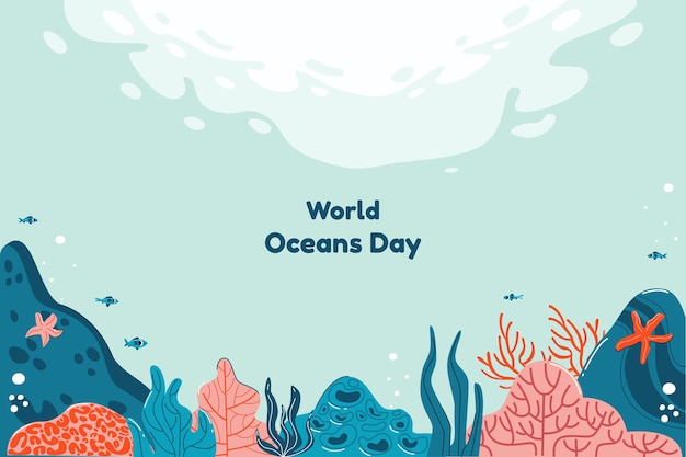 Ручной обращается Всемирный день океанов фон
