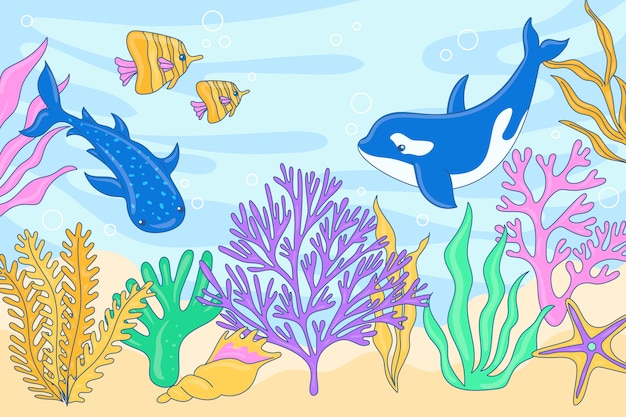 Hand drawn world oceans day background