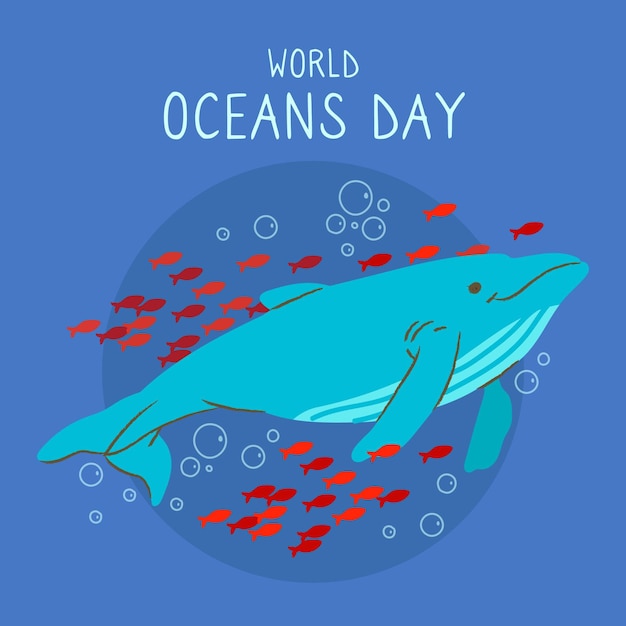 Hand drawn world oceans day concept