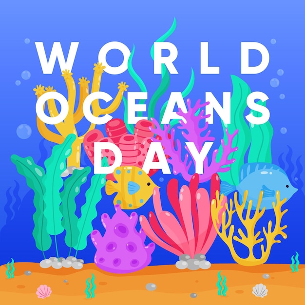 Hand drawn world oceans day concept