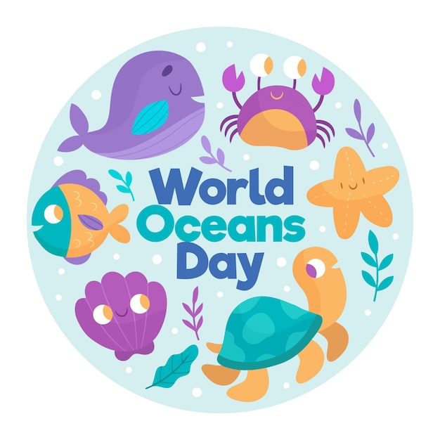 Нарисованная рукой концепция дня Мирового океана