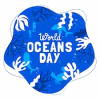 Бесплатное векторное изображение Нарисованная рукой иллюстрация всемирного дня океанов