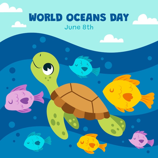 Free vector hand drawn world oceans day illustration