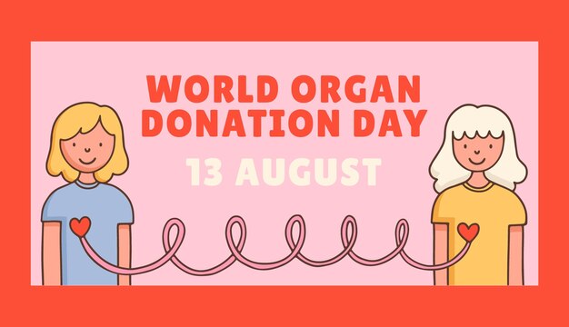 Hand drawn world organ donation day horizontal banner template