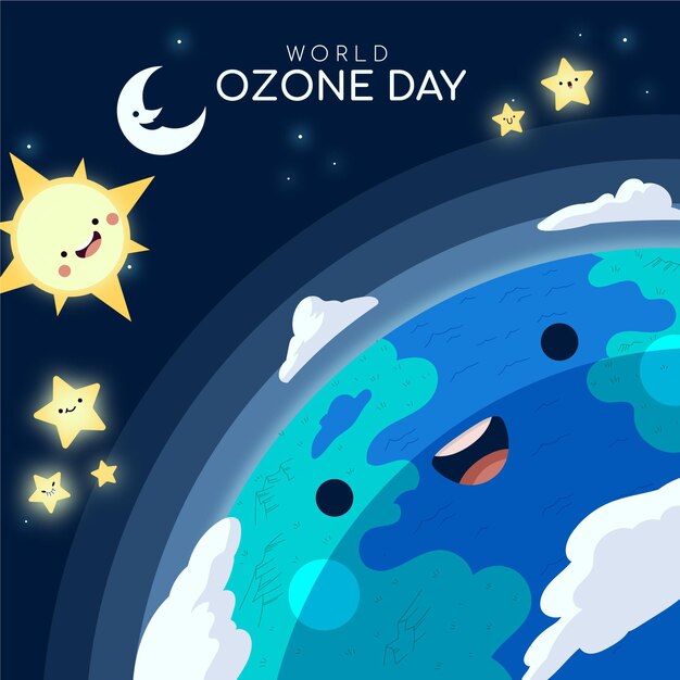 Hand drawn world ozone day illustration