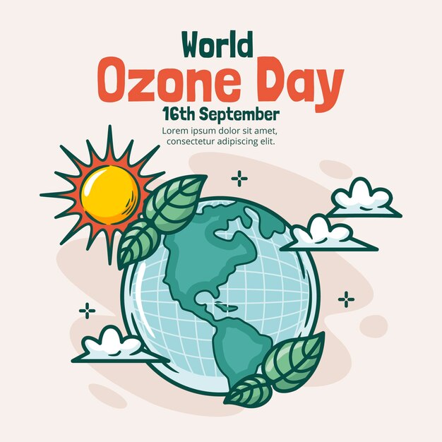 Hand drawn world ozone day illustration