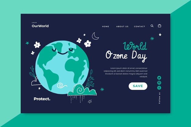 Hand drawn world ozone day landing page template