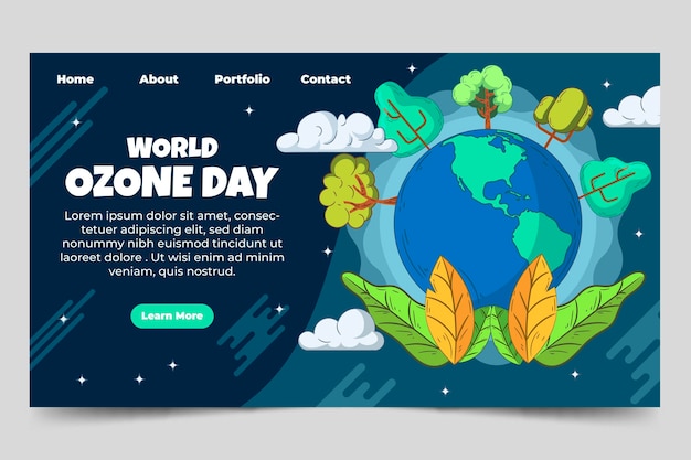 Hand drawn world ozone day landing page template