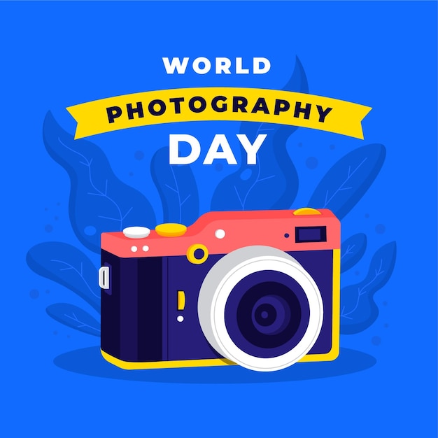 手描きの世界写真の日のコンセプト