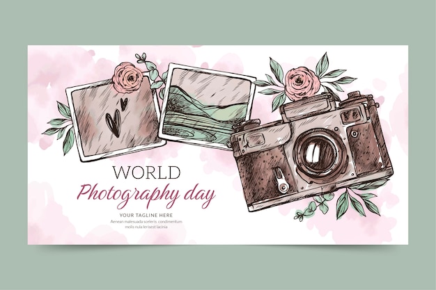 Free vector hand drawn world photography day social media post template