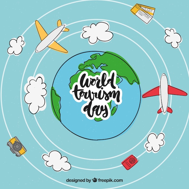 Hand drawn world and planes