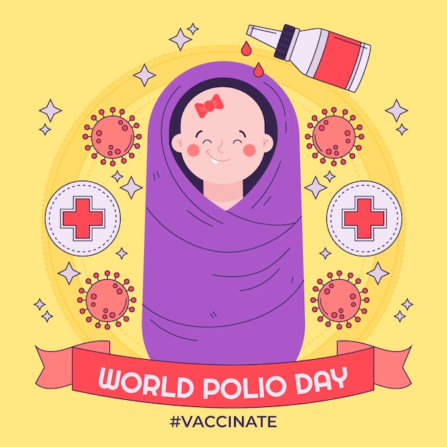 Vettore gratuito illustrazione disegnata a mano della giornata mondiale della polio