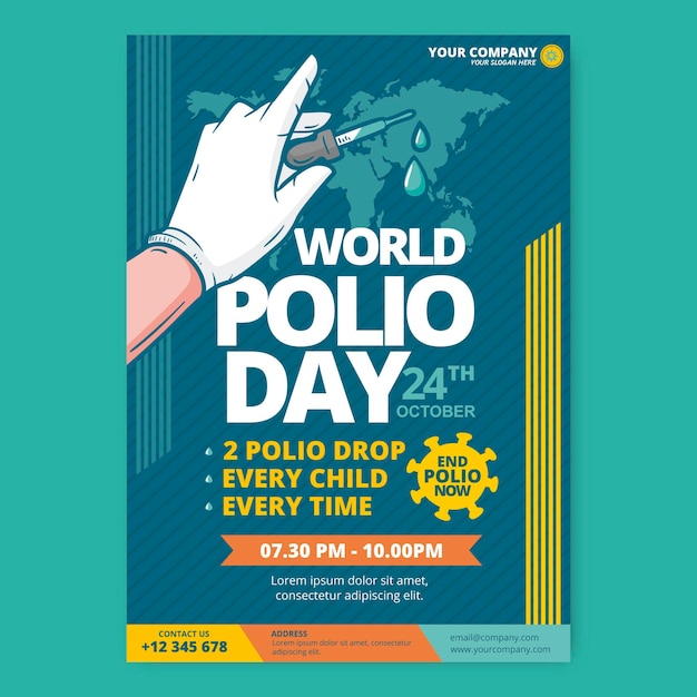 Free vector hand drawn world polio day vertical poster template