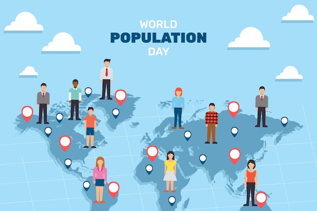 無料ベクター 手描きの世界人口デーの背景