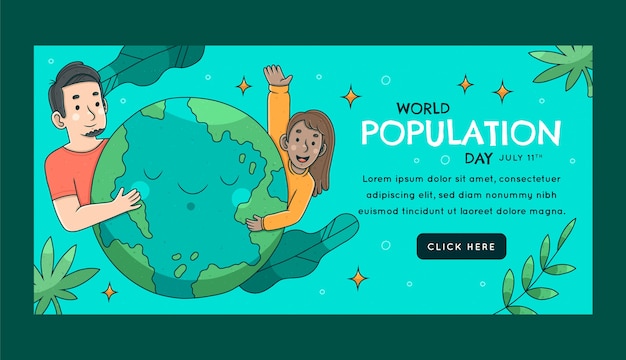 手描きの世界人口デーのバナー