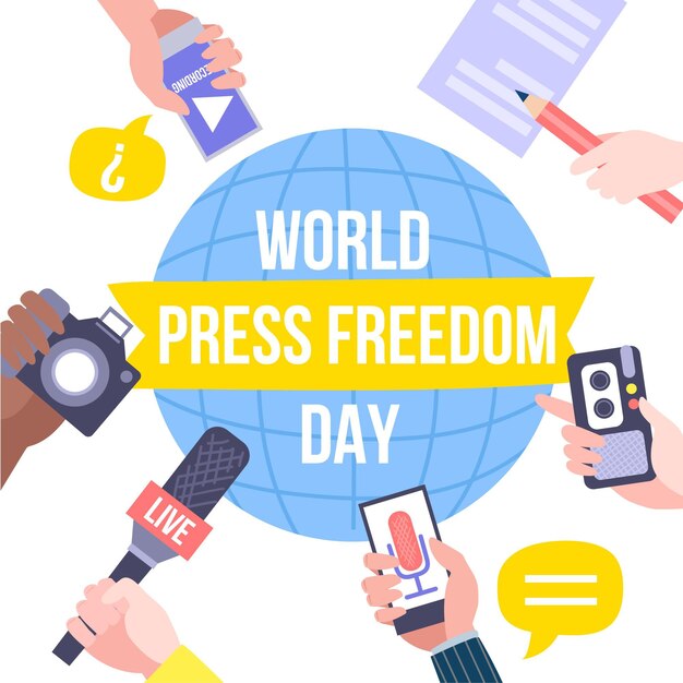 Hand drawn world press freedom day illustration