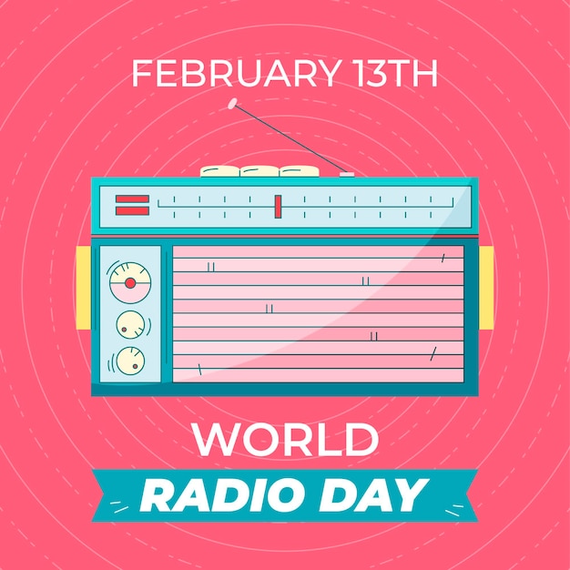 Hand drawn world radio day event illustrated