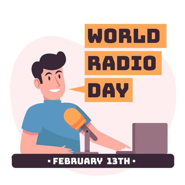 Hand drawn world radio day