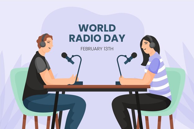 Hand drawn world radio day