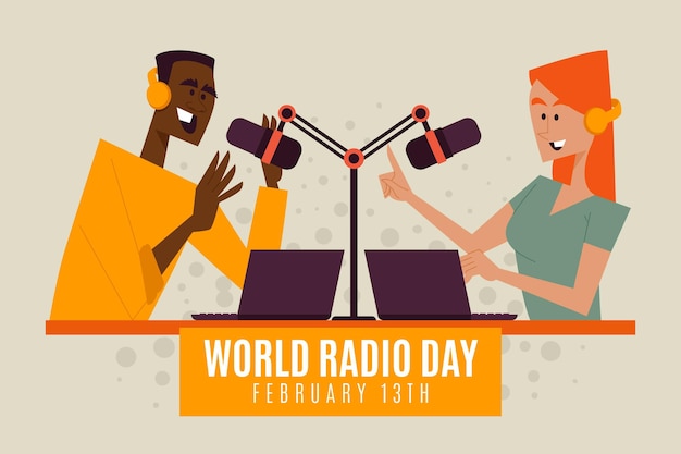 Hand drawn world radio day