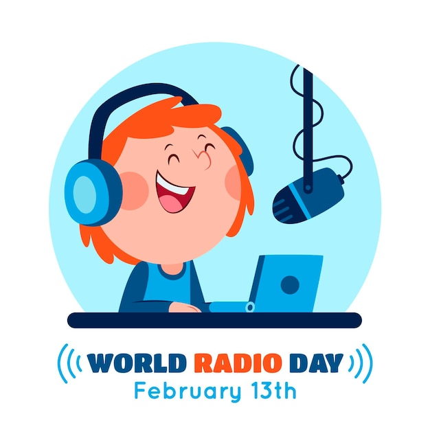 Free vector hand drawn world radio day