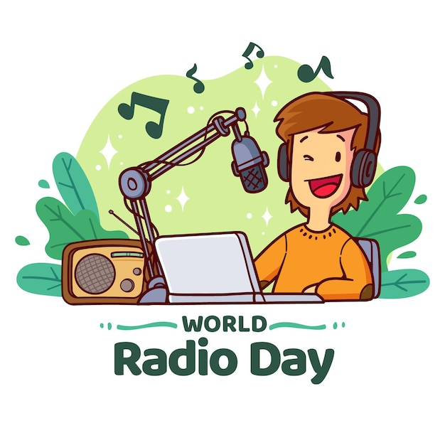 Hand drawn world radio day