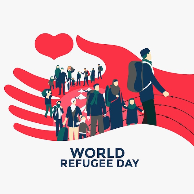 Free vector hand drawn world refugee day concept