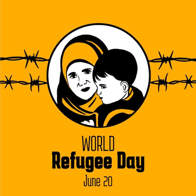 Free vector hand drawn world refugee day illustration