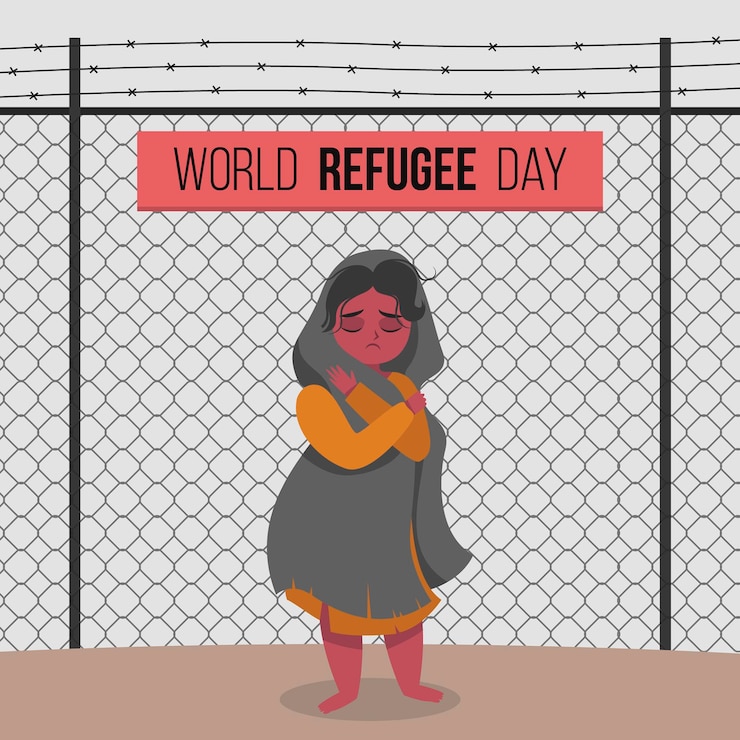 मुफ़्त वेक्टर hand drawn world refugee day
